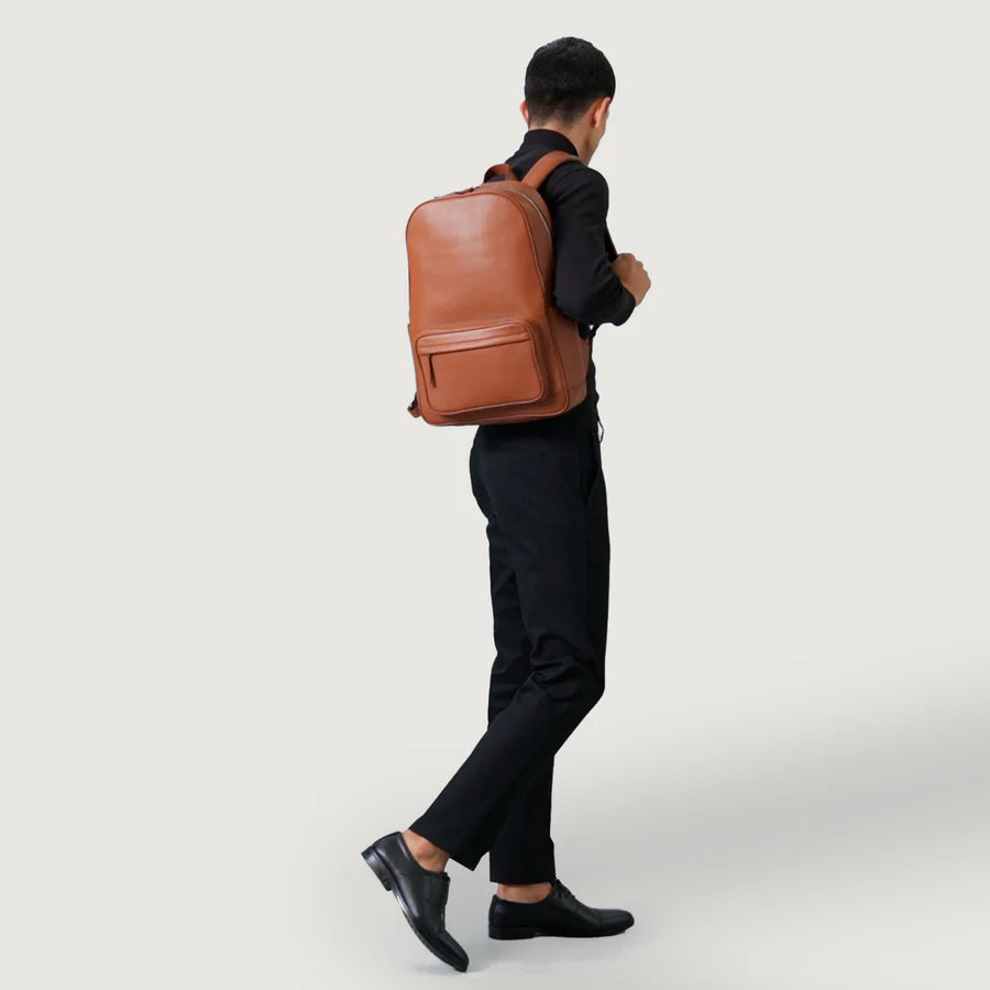 The Philos Brown Leather Backpack