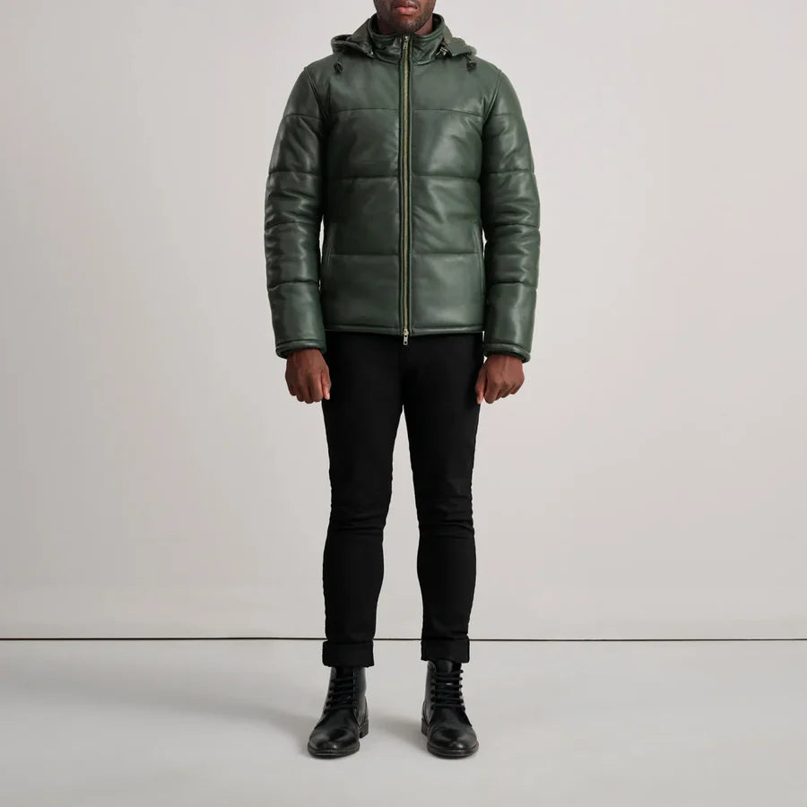 Gordon Green Hooded Leather Puffer Jacket