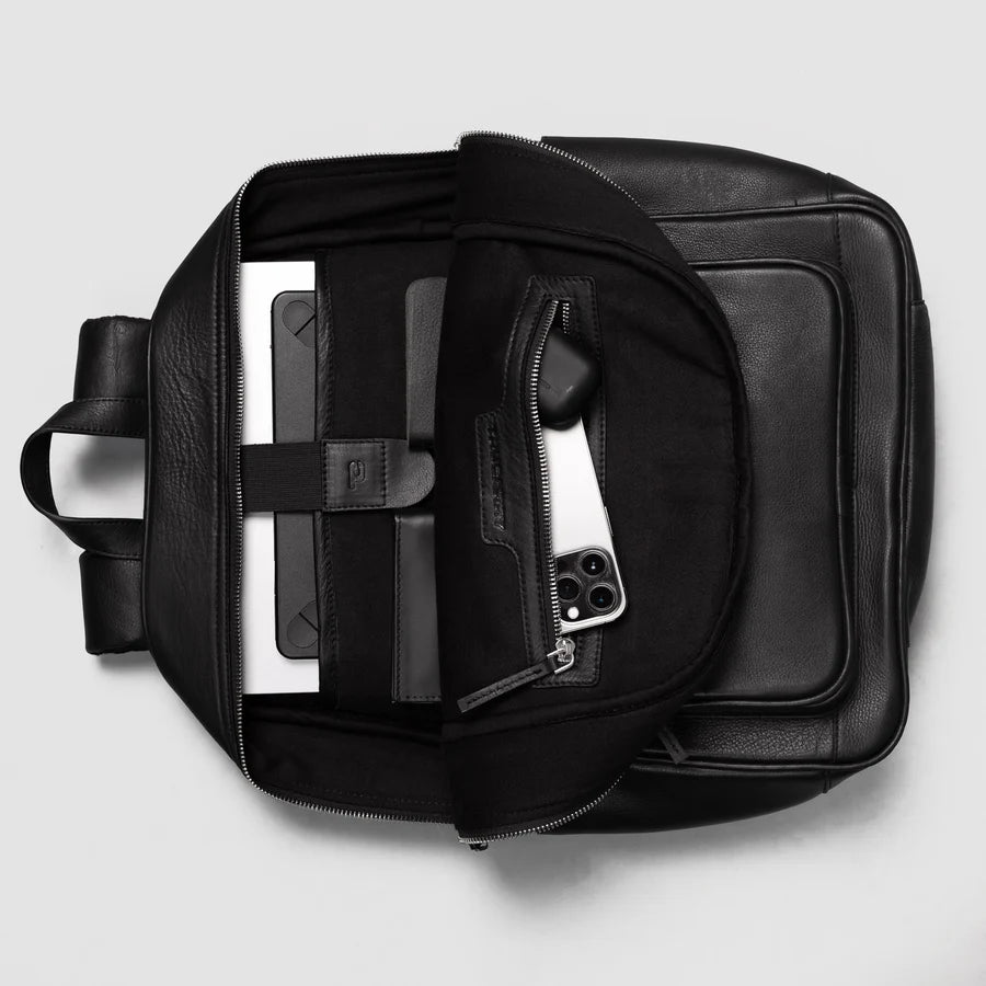 The Philos Black Leather Backpack