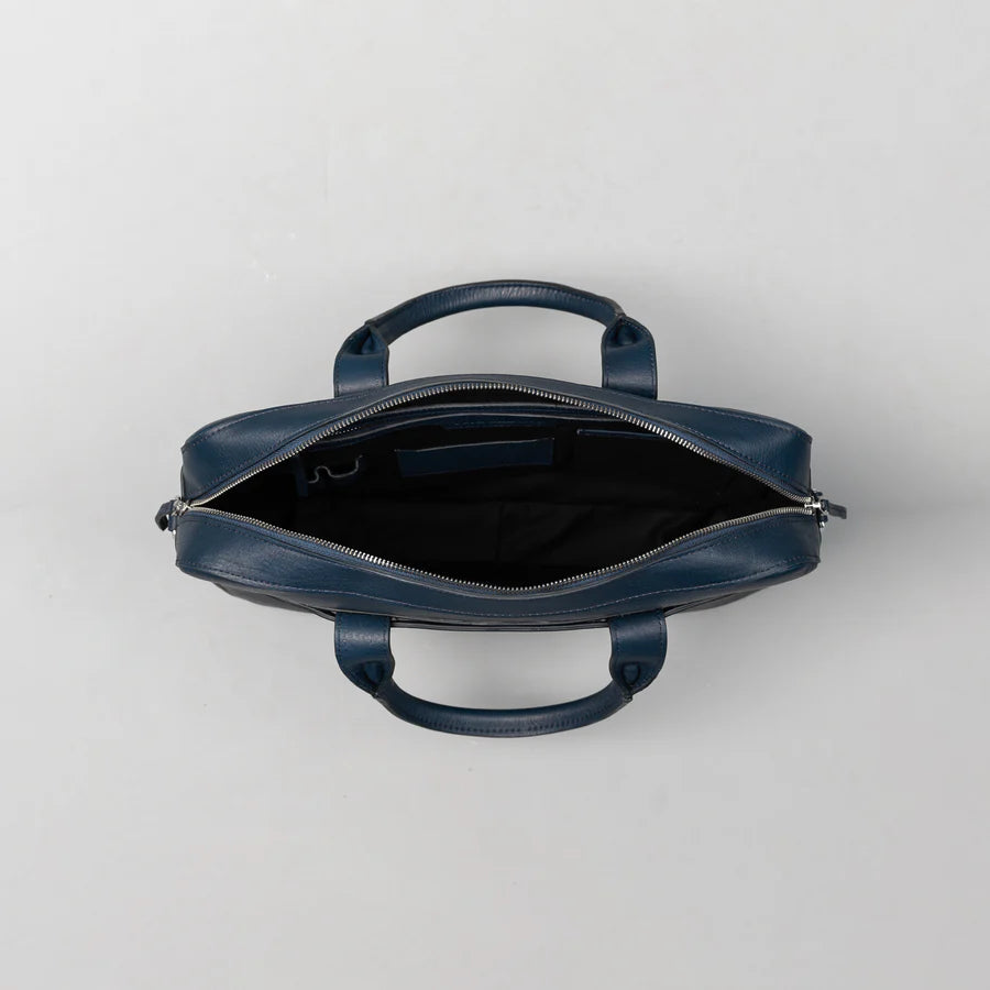 The Captain Midnight Blue Leather Briefcase