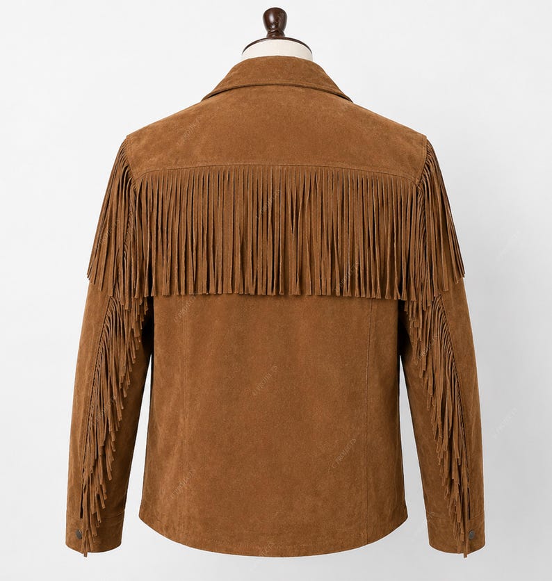Men's Brown Suede Fringe Leather Jacket – Western Cowboy Style