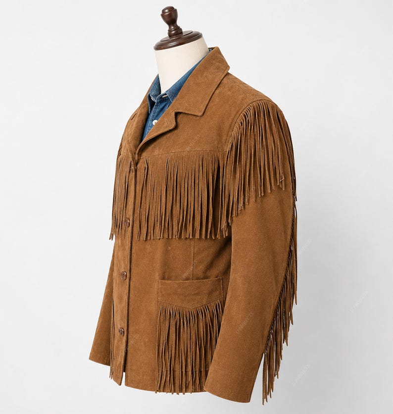 Men's Brown Suede Fringe Leather Jacket – Western Cowboy Style